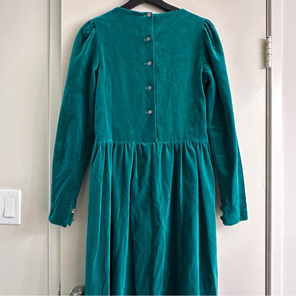 Vintage Laura Ashley Emerald Velvet Prairie Dress Size 8 (Fits 6)